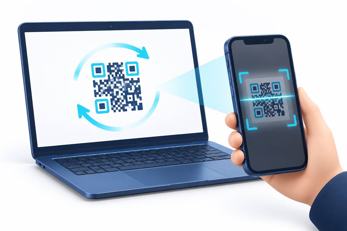 刷新桌面登录二维码并用手机扫一扫重新识别的示意图